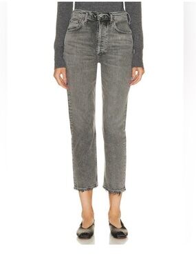 Agolde Cropped Gray High-Rise Cropped Straight Jeans
